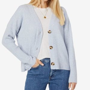 Madewell Cameron Ribbed Cardigan Sweater in Coziest Yarn Womens XS Heather Blue